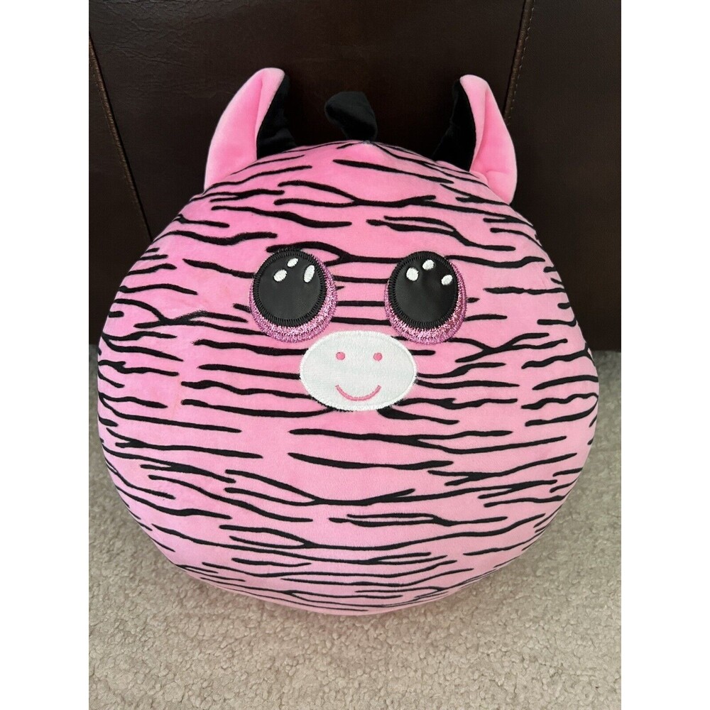 Ty Zoey Large Plush Pink Black SquishSuper Soft 14 in Sparkle Eyes Travel Pillow